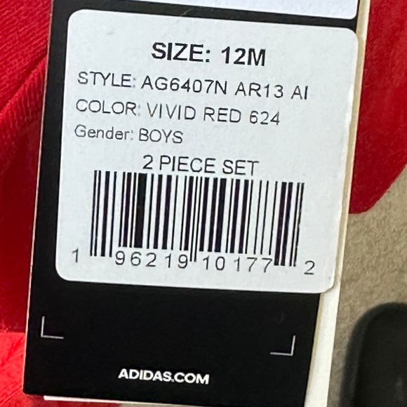 Adidas Infant Toddler Pant Set Long Sleeve Shirt Red Class New Set 12 months - Picture 5 of 5